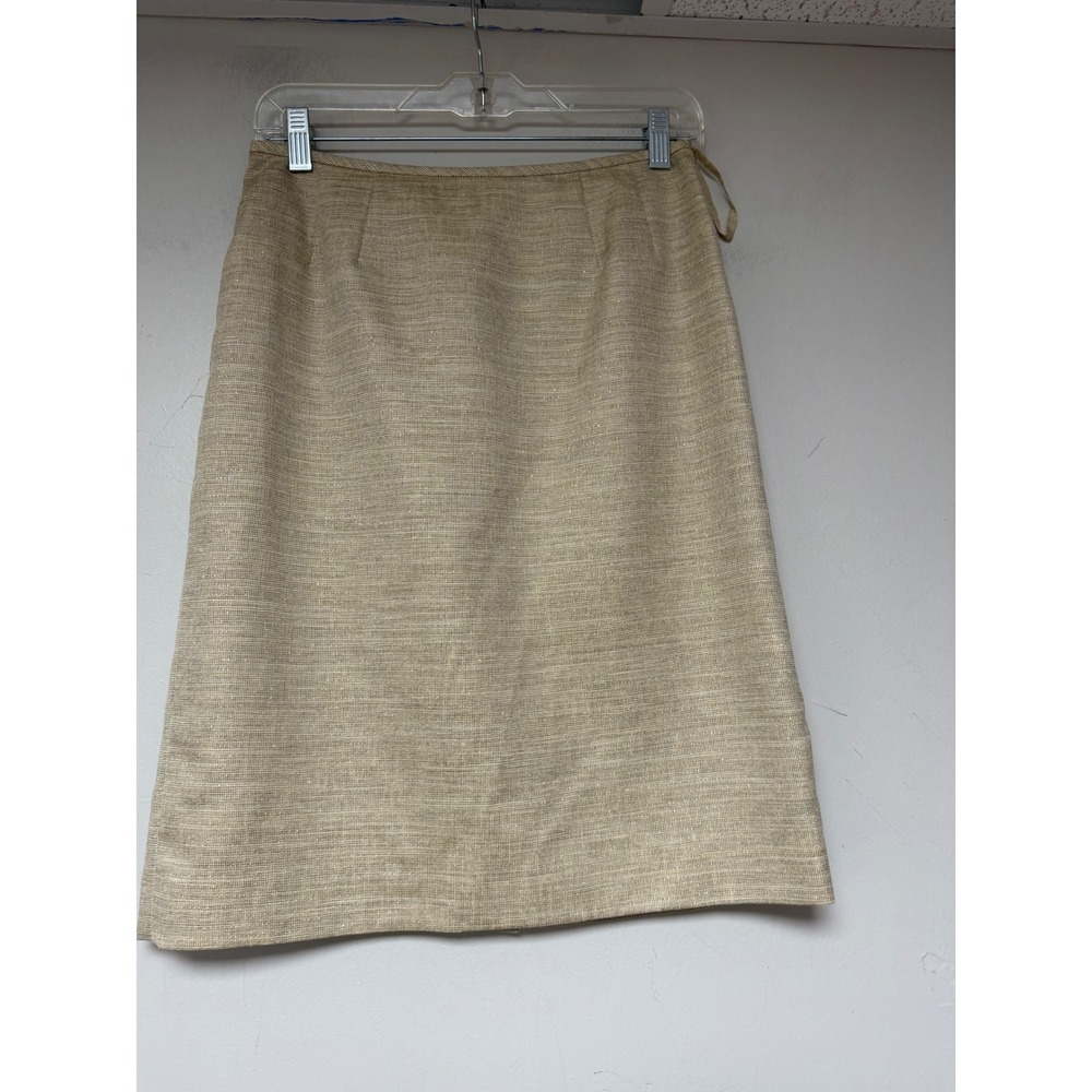 Kasper Petite Textured Sheath Skirt Beige Metallic Sparkle Midi Length Size‎ 4P
